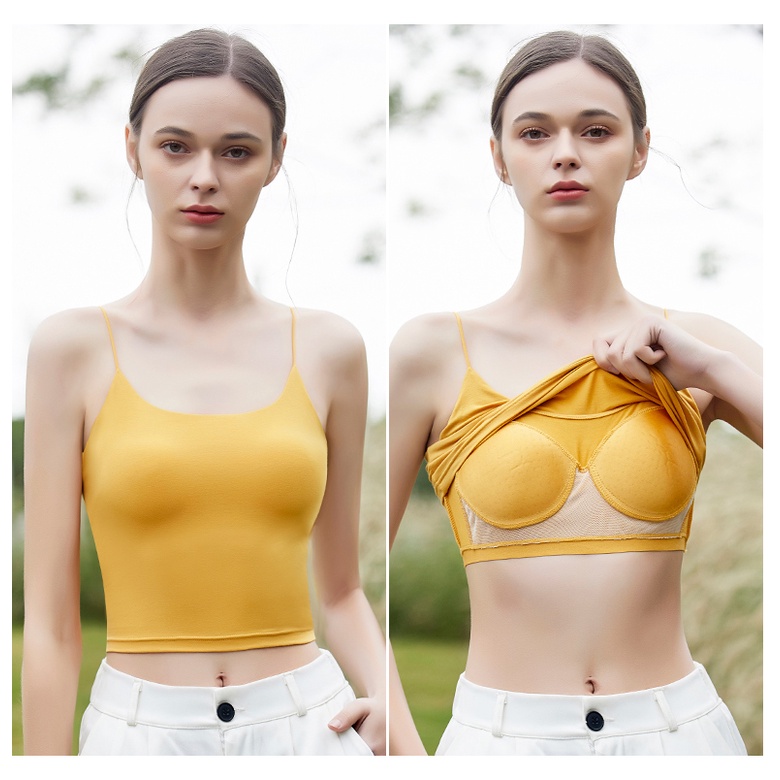 Áo Croptop Hai Dây Có Mút Đệm Ngực Size S-XL Thời Trang Mùa Hè Quyến Rũ Cho Nữ