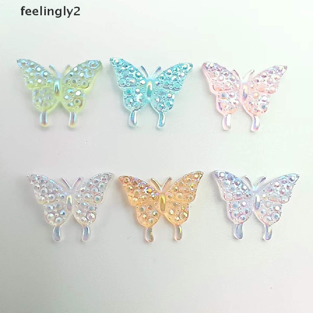 Bộ 50 Phụ Kiện Trang Trí Móng Tay Hình Bướm 3D Nhiều Màu Sắc Bằng Nhựa Resin