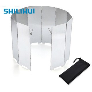 SHILIHUI 10 Plates Foldable Outdoor Windscreen Camping Cooking Outdoor Camping Gas Stove Burner Wind Shield Shield