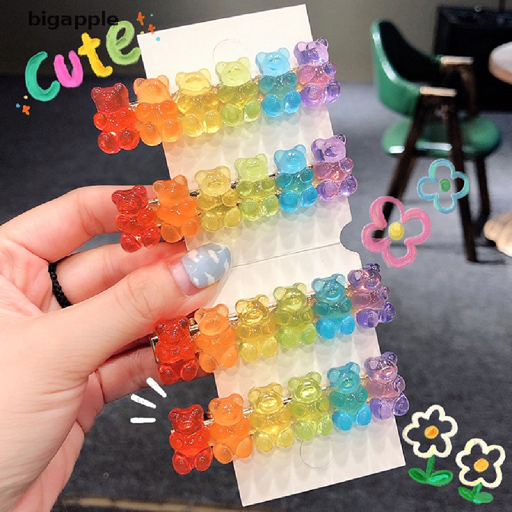 Kẹp Tóc Hình Gấu Jelly Màu Kẹo Ngọt Dễ Thương Cho Nữ