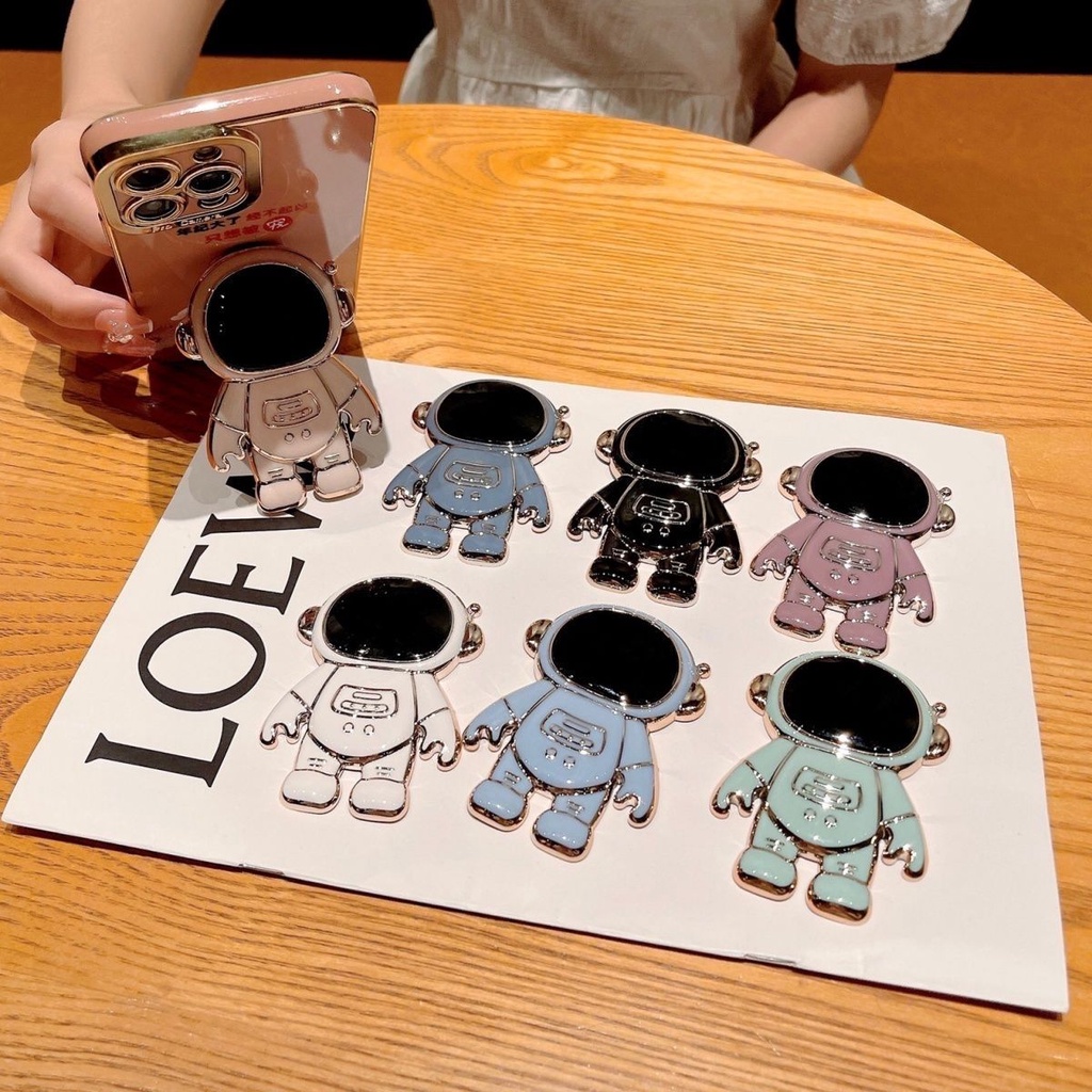 Nhẫn Đỡ Điện Thoại Bằng Kim Loại Mạ Điện Hình Phi Hành Gia Hoạt Hình 3D Dễ Thương