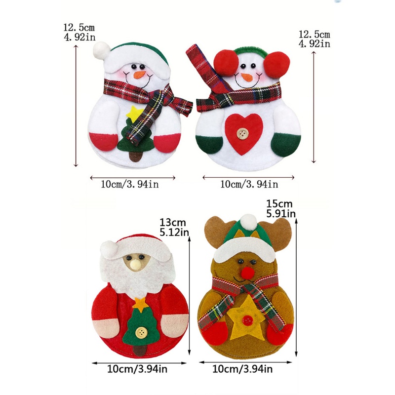 Túi Vải Không Dệt Đựng Muỗng Nĩa Họa Tiết Giáng Sinh