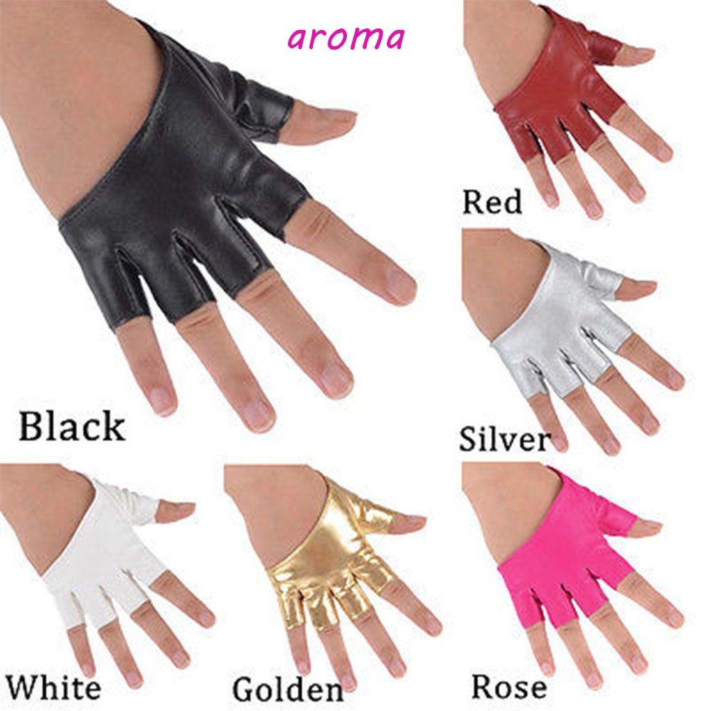 1 Đôi Găng Tay Da PU Hở Ngón Thời Trang