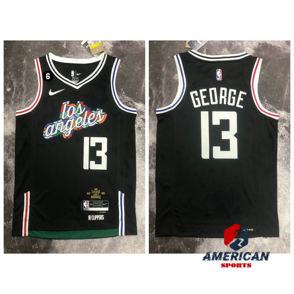 Áo Thun Đen Bóng Rổ Los Angeles LA Clippers Paul George 2023 Cho Nam