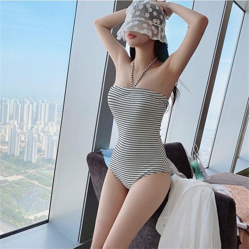 Bộ Đồ Bơi Một Mảnh Họa Tiết Kẻ Sọc Phong Cách Hàn Quốc Thời Trang Quyến Rũ Cho Nữ