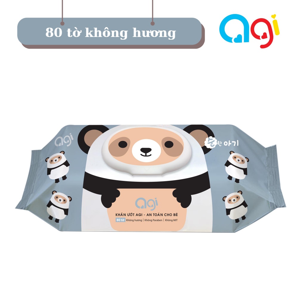 [HCM][GIAO 2H]Khăn ướt Agi 80 tờ không hương - Con panda/Mèo