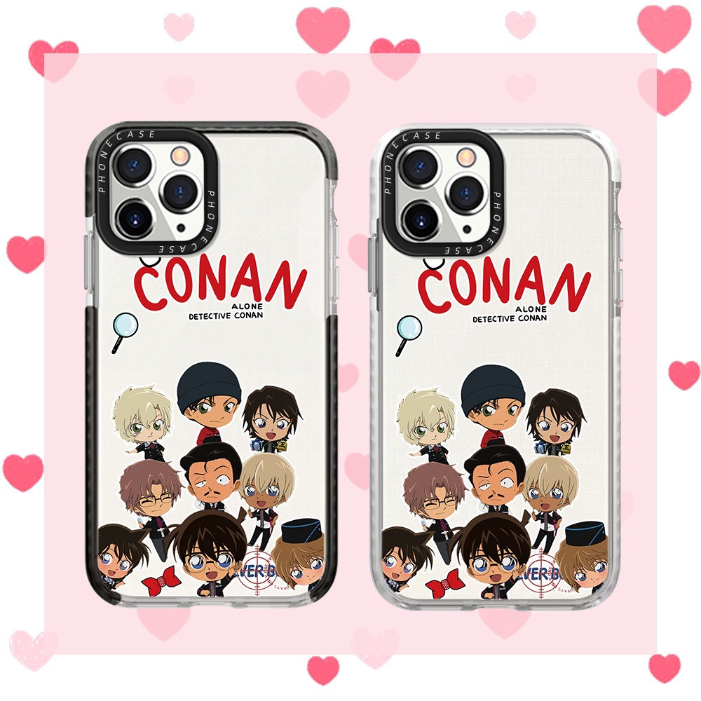 Cartoon Detective Conan Design Phone Case Compatible For iPhone 14 Pro Max 13 12 Mini 11 XR X XS 7 8 Plus Thicken Shockproof Frame Soft Silicone Clear Cover