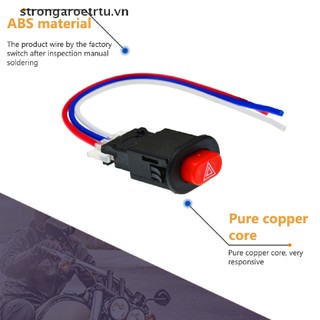 Strongaroetrtu 12V Motorcycle Switch Hazard Light Switch Button with 3 Wire Built-in Lock VN