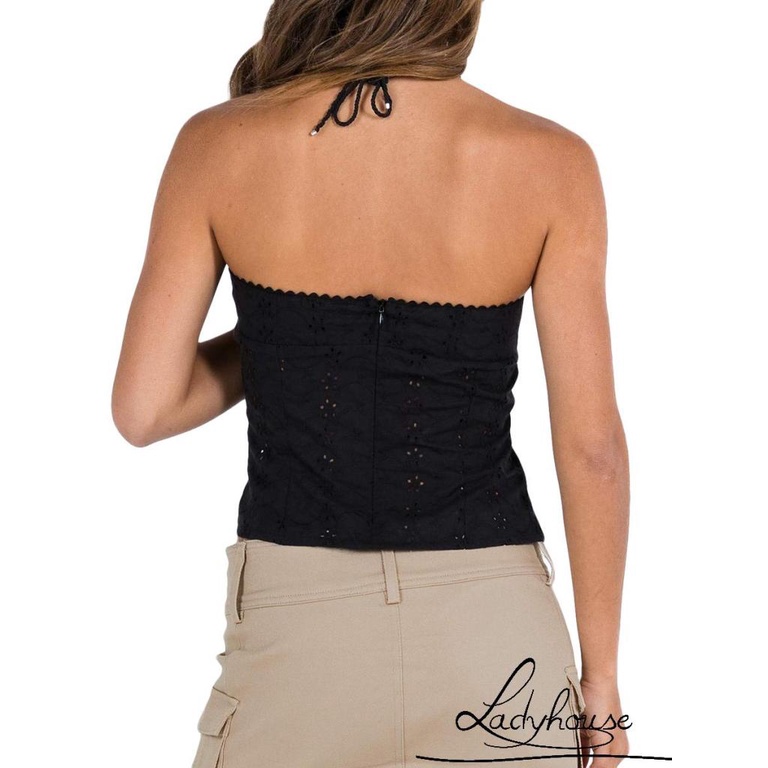 Áo Croptop Trễ Vai Không Dây Màu Trơn Thời Trang Mùa Hè Dành Cho Nữ