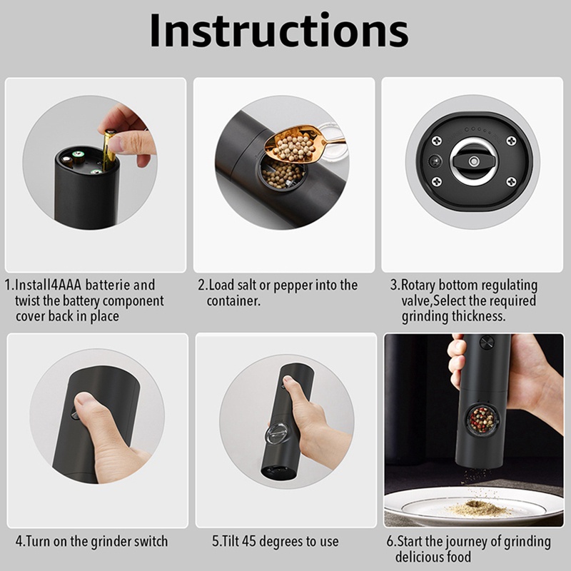 Máy Xay Tiêu / Gia Vị Bằng Điện Có Đèn LED Tùy Chỉnh Tiện Dụng Cho Nhà Bếp