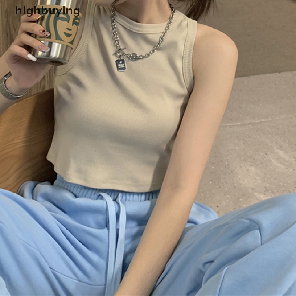 Áo Lửng Không Tay Cổ Tròn Màu Sắc Thời Trang Quyến Rũ Cho Nữ