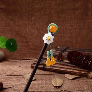 Trâm cài tóc gỗ dây tua phối hoa ngọc nhiều mẫu, cài tóc gỗ mun hoa ngọc phong cách cổ trang