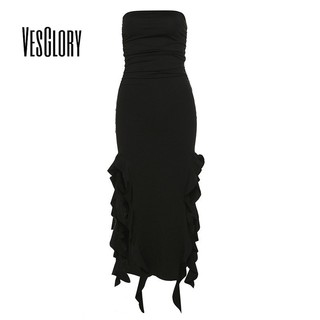 VesGlory Thời Trang Nữ Cổ Chữ U Màu Trơn Gợi Cảm Một Vai Ôm Không Đều