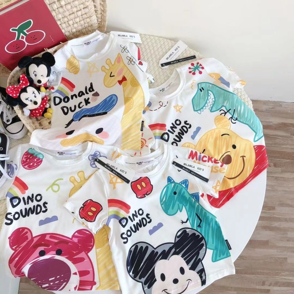 Áo Thun 100% Cotton Tay Ngắn In Họa Tiết Graffiti Hoạt Hình Thời Trang Mùa Hè 2023 Dành Cho Trẻ Em