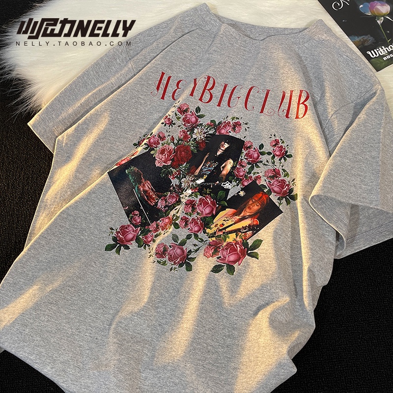 Áo thun Nelly ngắn tay in hình "HEYBIG CLUB" áo phông