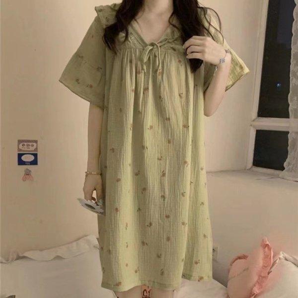 Bộ Đồ Ngủ Tay Ngắn Phối Ren Hoa Phong Cách Nhật Bản Thời Trang Mùa Hè Hàng Mới Dành Cho Nữ Giao Hàng Miễn Phí