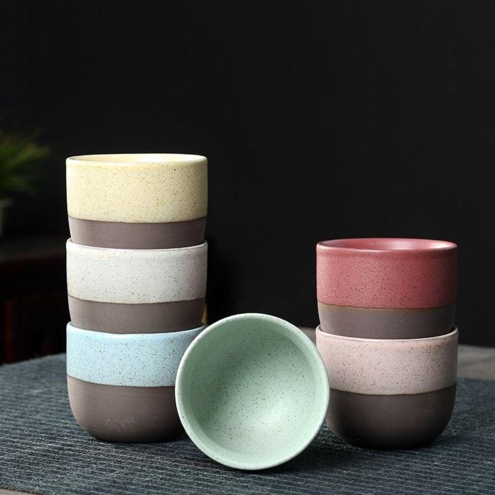 Cốc Uống Nước Bằng Sứ Nhiều Màu Sắc Phong Cách Retro Nhật Bản AARON1