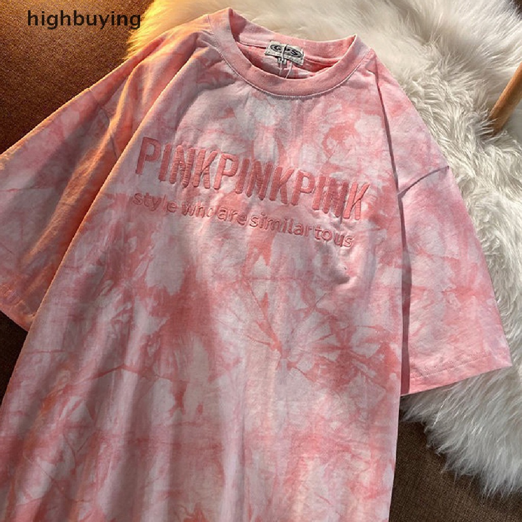 Áo Thun Nữ Ngắn Tay Cổ Tròn Nhuộm Màu Thời Trang