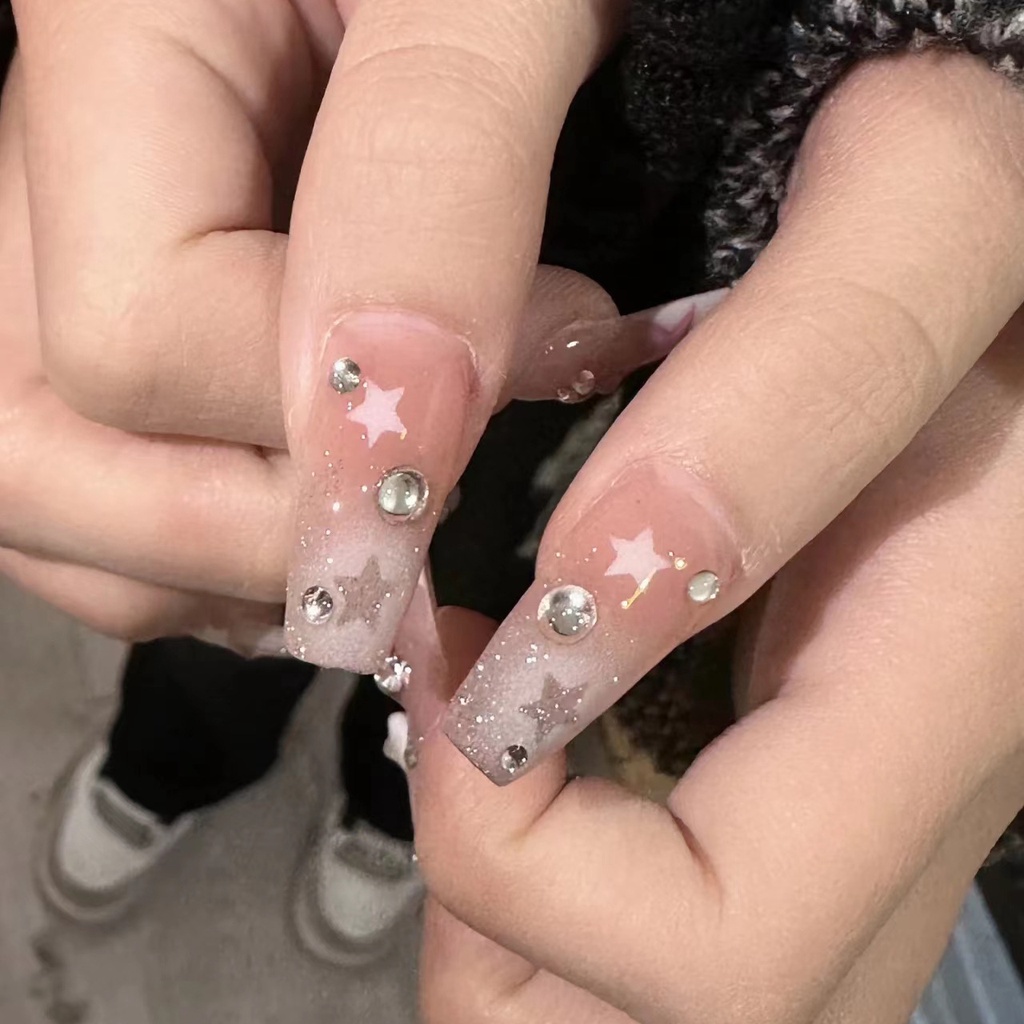 1 Miếng Dán Móng Tay Nhiều Màu Họa Tiết Ngôi Sao / Trái Tim Màu Cầu Vồng Dễ Thương Cho Nữ Y2K