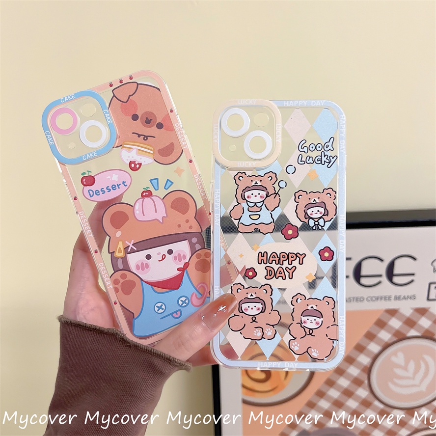 Ốp Điện Thoại Silicon Họa Tiết Hoạt Hình Chú Gấu Dễ Thương Cho Iphone 11 12 13 14 Pro Max X Xr Xs 8 7 6 Plus SE 2020