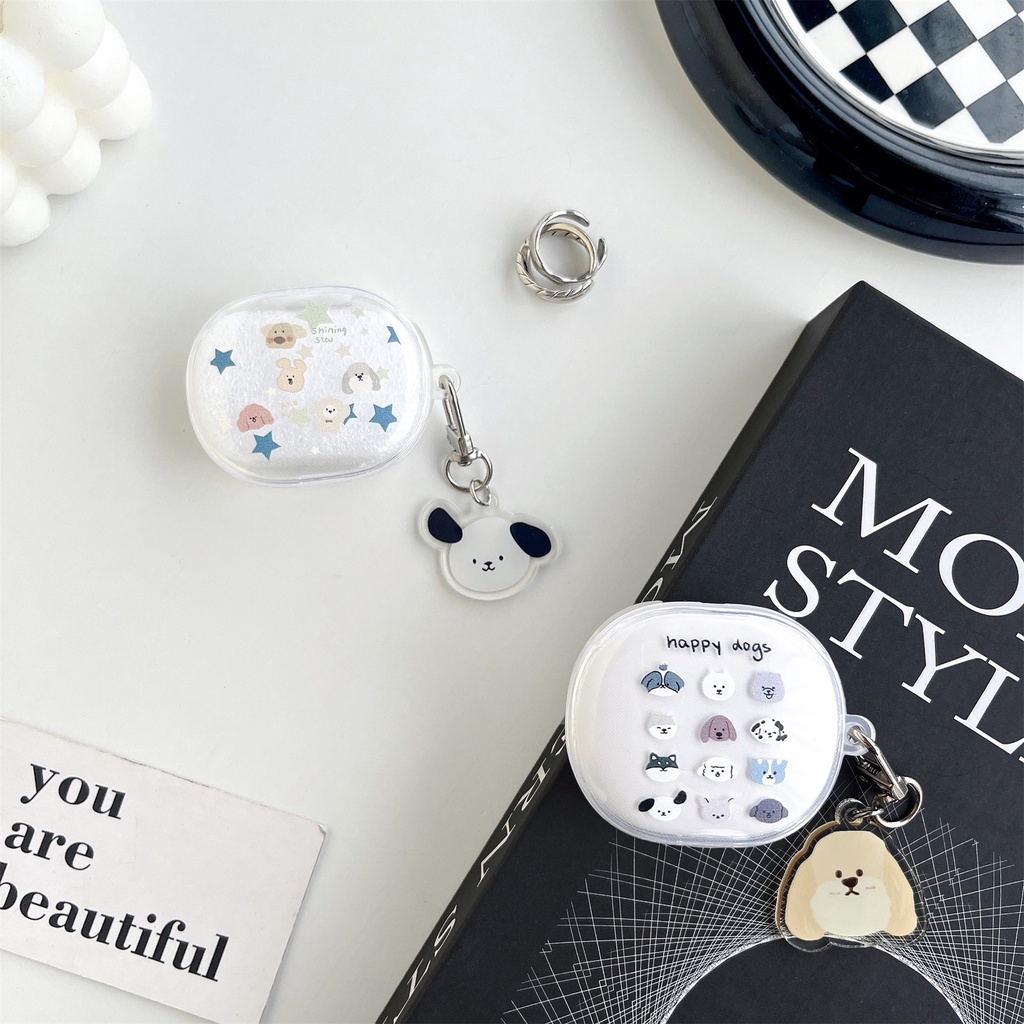 Vỏ Bảo Vệ Hộp Sạc Tai Nghe Redmi Buds4 Lite Bằng TPU Trong Suốt Họa Tiết Hoạt Hình Chú Chó Vui Nhộn Chống Sốc Kèm Móc Tre