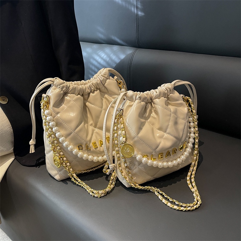 Túi Xách JASMIN NOIR Đeo Chéo Họa Tiết Sọc Caro Đính Ngọc Trai Thời Trang Dành Cho Nữ