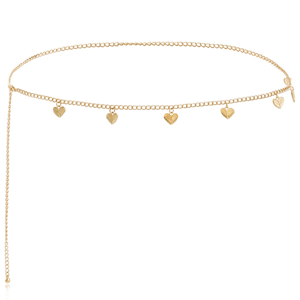 Ins Style Summer Beach Bikini Waist Chain Pentagram Love Pendant Sexy Girl Body Chain Female