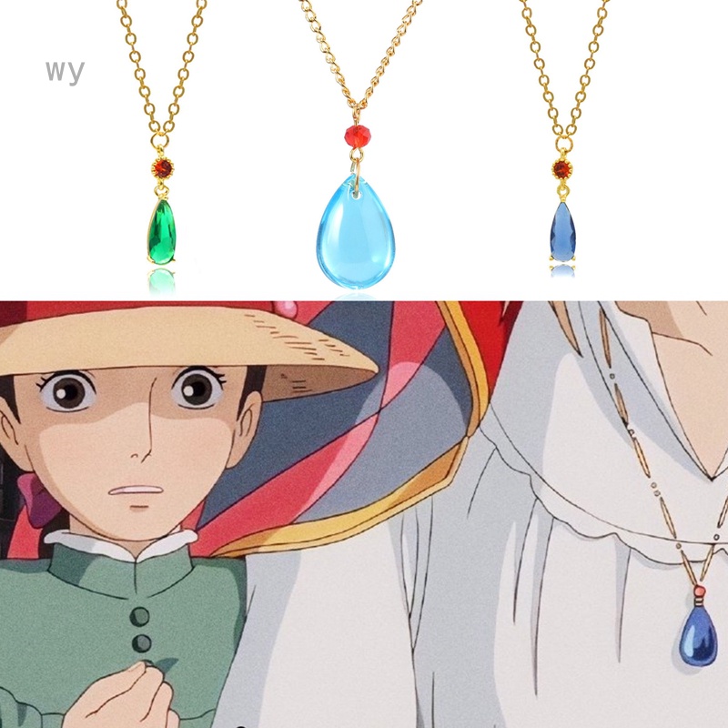 1 Set Vòng cổ Và Bông Tai Đính Đá Pha Lê Hóa Trang Nhân Vật Phim Howl 'S Moving Castle