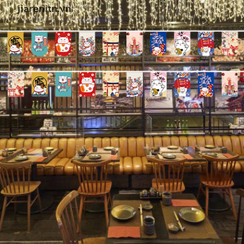 Dây Cờ Treo Trang Trí Hình Mèo May Mắn Phong Cách Nhật Bản