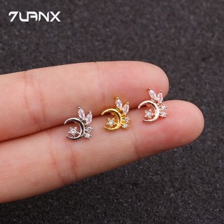 7uanX 1 Khuyên Tai Hình Mặt Trăng Chất Liệu Thép Không Gỉ 20Gauge