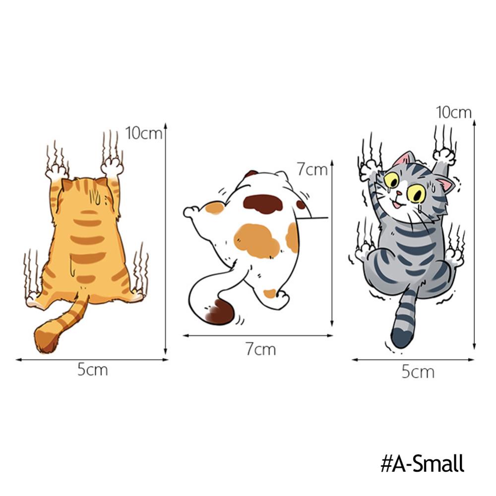 Set 3 Nhãn Dán Trang Trí Xe Hơi Họa Tiết Mèo Leo C8O5