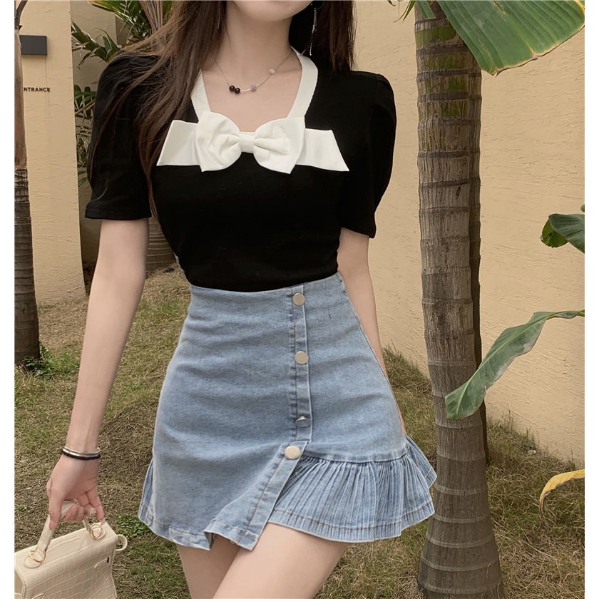 Áo Sơ Mi Cổ Tròn Thắt Nơ Xinh Xắn Thời Trang Kiểu Pháp Cho Nữ