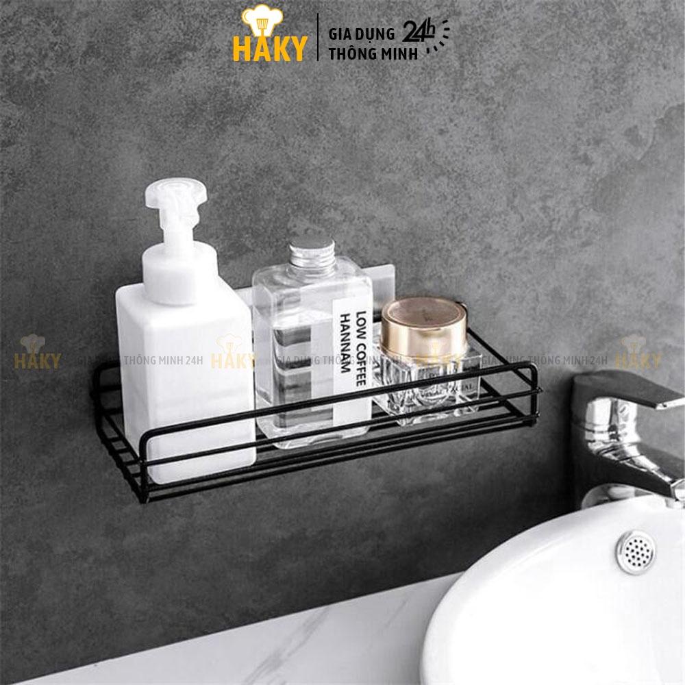 Kệ dán tường nhà tắm, nhà bếp hình chữ nhật, kệ sắt sơn tĩnh điện bền đẹp, siêu chắc chắn và chịu lực tốt HAKY008