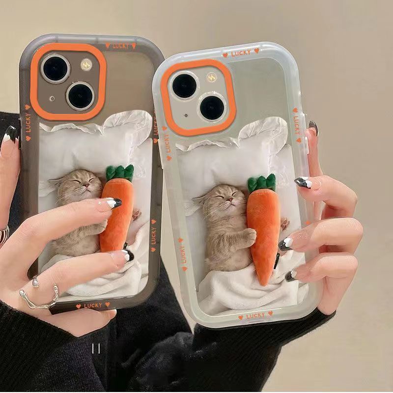 ✅Ốp Điện Thoại Trong Suốt In Hình Củ Cà Rốt Mèo Cho iPhone 14 / 13pro 12promax 7Plus 12 / 13pro