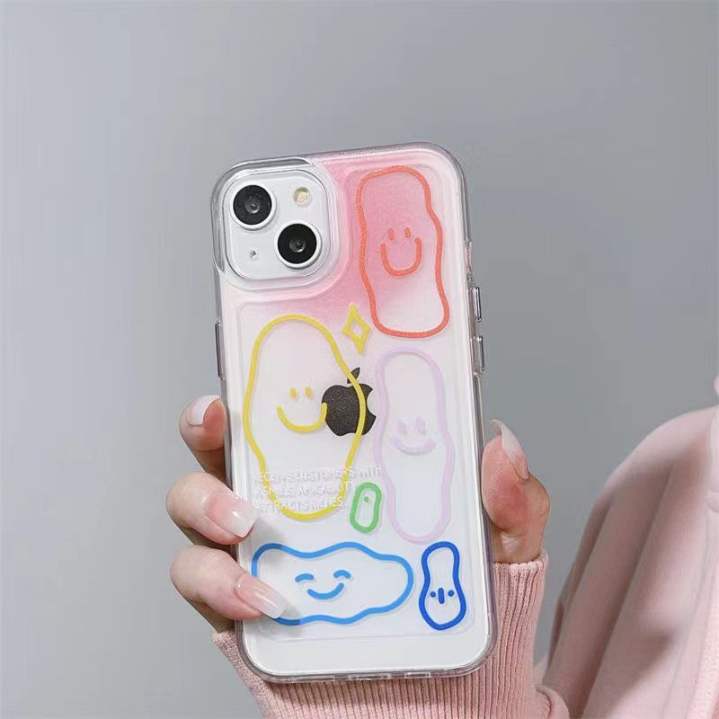 ✅Ốp Điện Thoại Mềm Họa Tiết Biểu Cảm Màu Gradient 3QW Cho iPhone 14 13promax 12 11pro xr xs 7 8plus