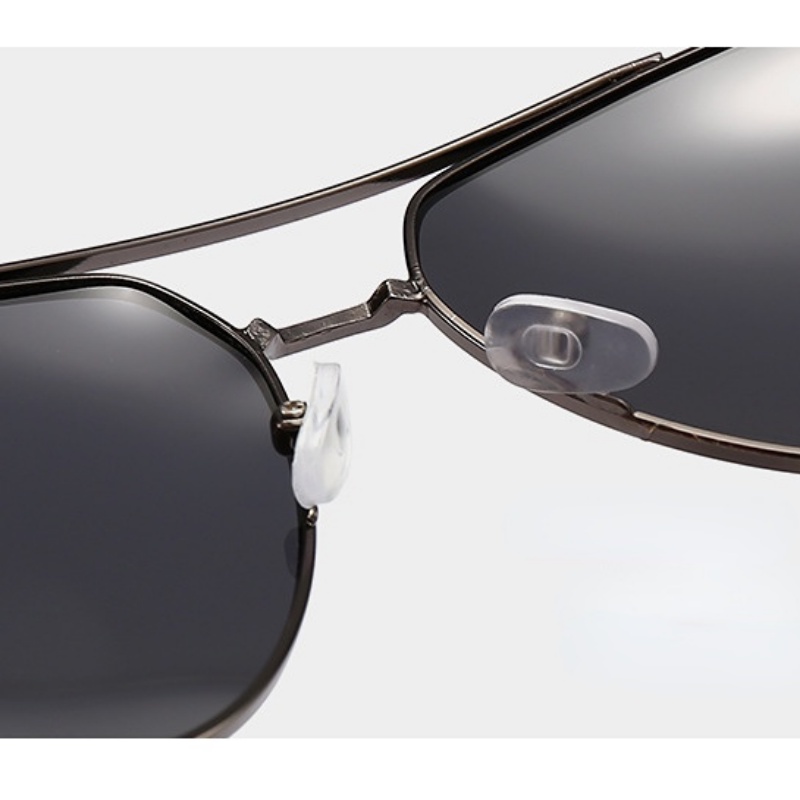 Kính Mát Phân Cực Gọng Kim Loại Tròng Đôi Màu Đen Thời Trang Mùa Hè Cho Nam
