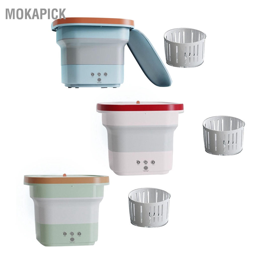 Mokapick Máy giặt có thể gập lại 3 Bánh răng hẹn giờ Dung tích lớn 4 5L với Xô xả khi đi du lịch