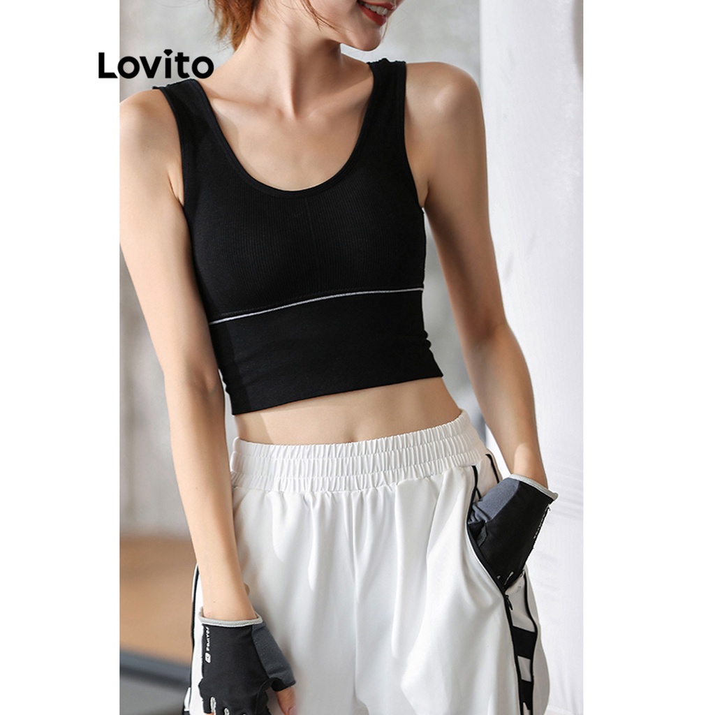 Áo ngực thể thao Lovito L07033 in chữ xinh xắn