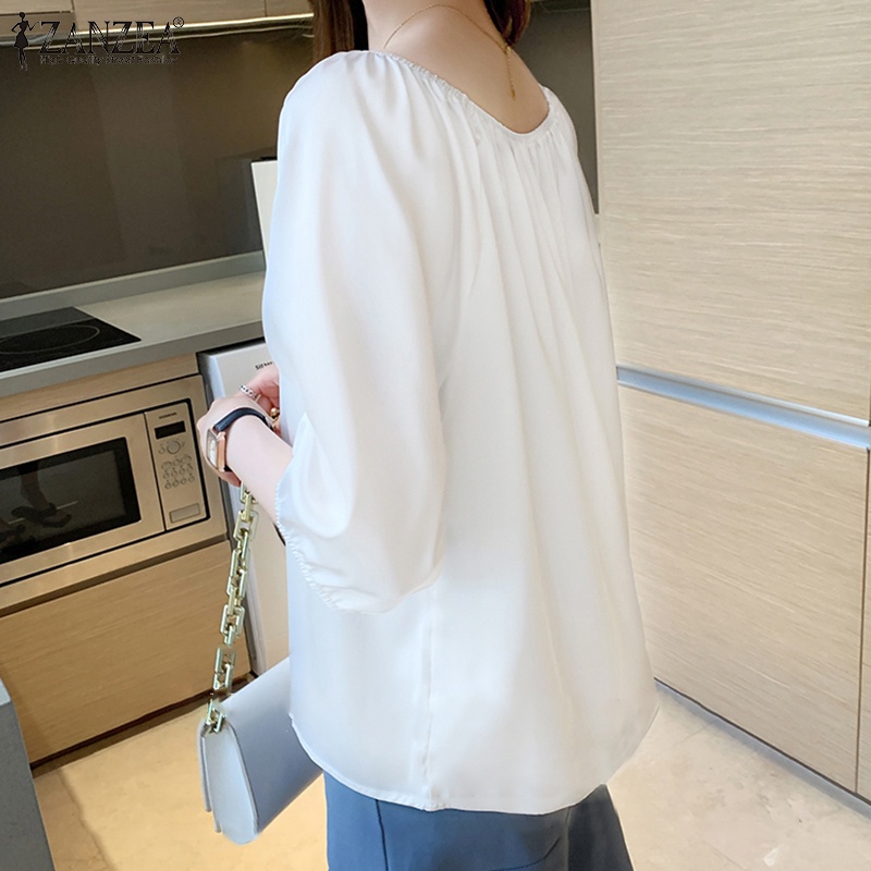 Áo sơ mi ZANZEA dài tay trễ vai thời trang Hàn Quốc cho nữ