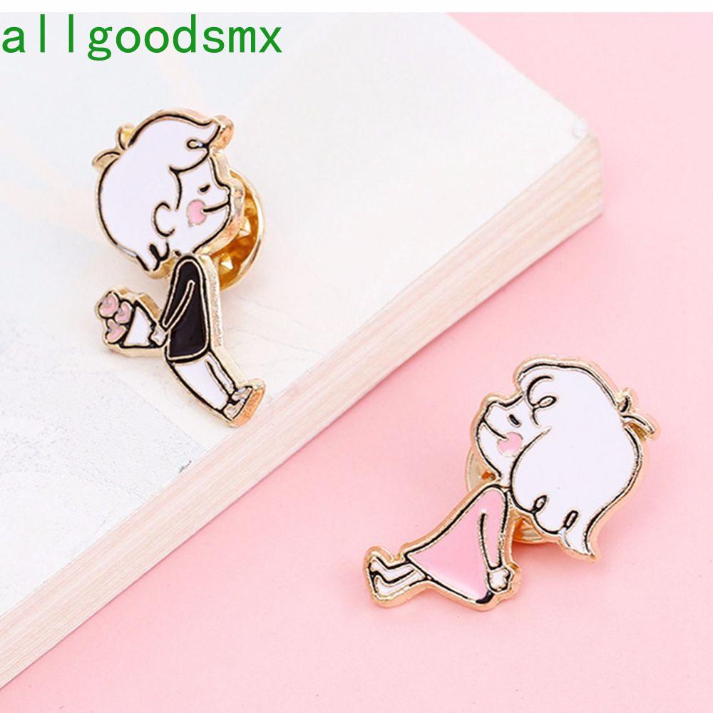 Huy Hiệu Cài Áo Hình Cặp Đôi Hoạt Hình Bằng Kim Loại