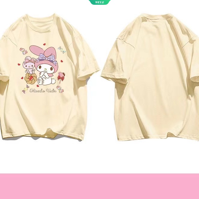 Áo Thun Cotton Tay Ngắn Dáng Rộng In Hoạt Hình Sanrio Melody Kiểu Nhật Hàn Thời Trang 2023 Cho Nữ