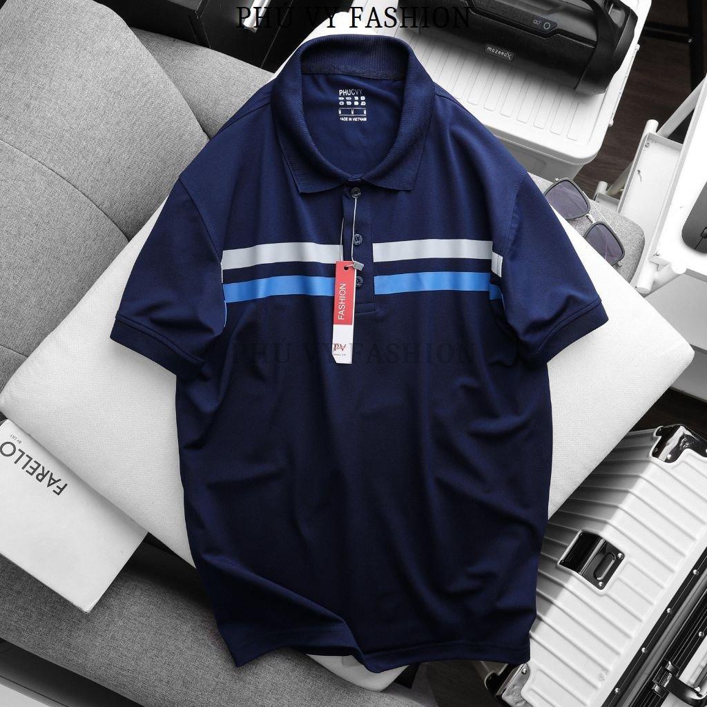 Áo thun nam polo thiết kế sọc ngang vải cá sấu cotton co giãn 4 chiều cực sang trọng và lịch lãm