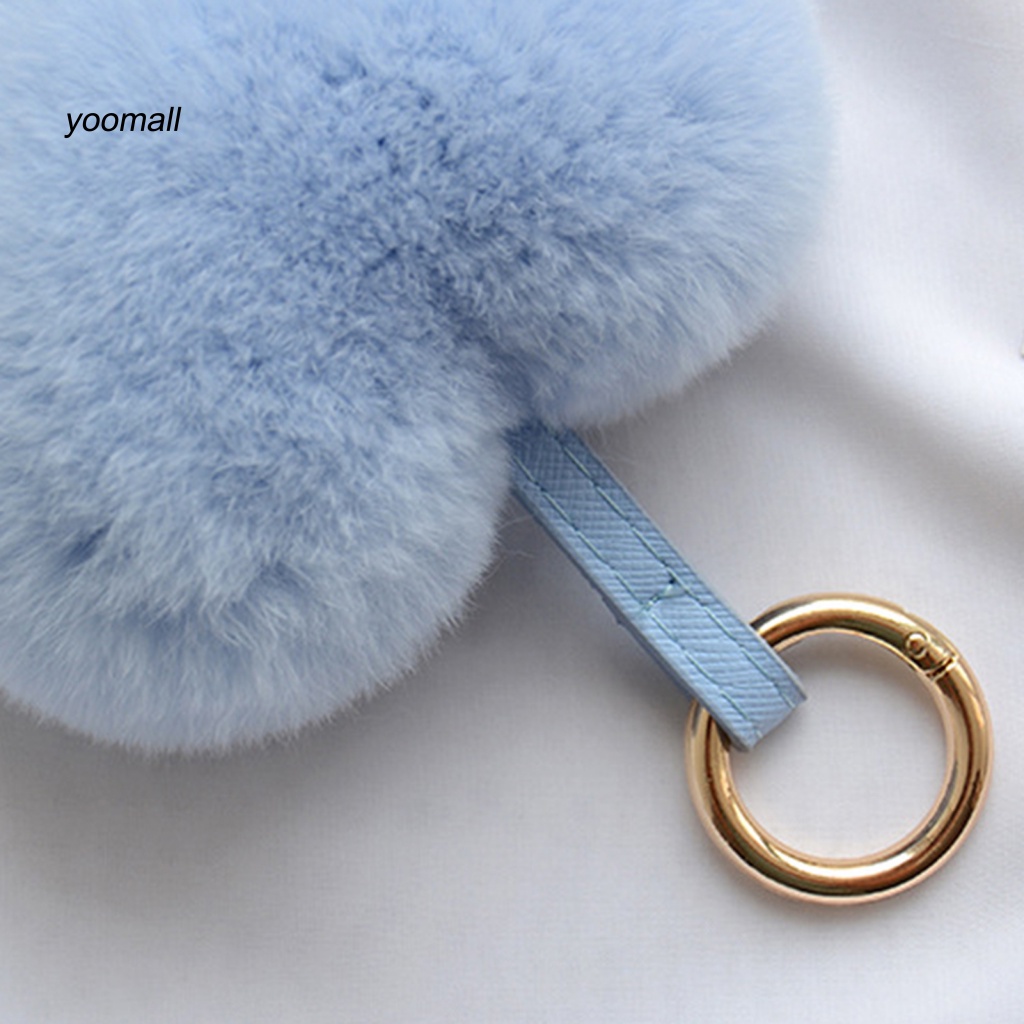 Móc Khóa Lông Thỏ Siêu Mềm Màu Trơn Dễ Thương Dành Cho Nữ