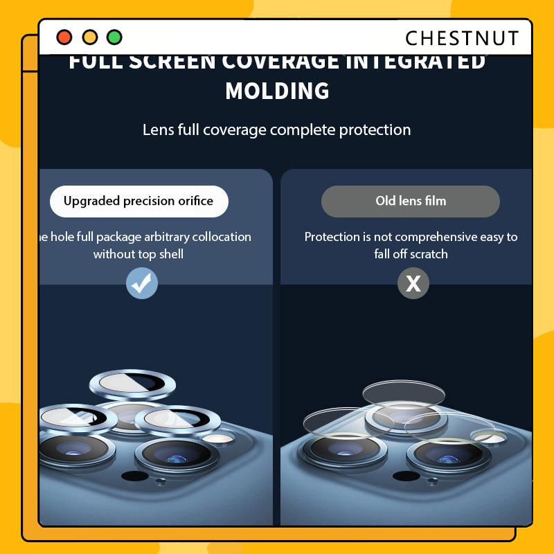 Kính Cường Lực Bảo Vệ Camera Sau Có Vòng Nhẫn Kim Loại Cho iP 14 14 Pro 13 12 11 Pro Max 13 Mini 12 Mini-CT