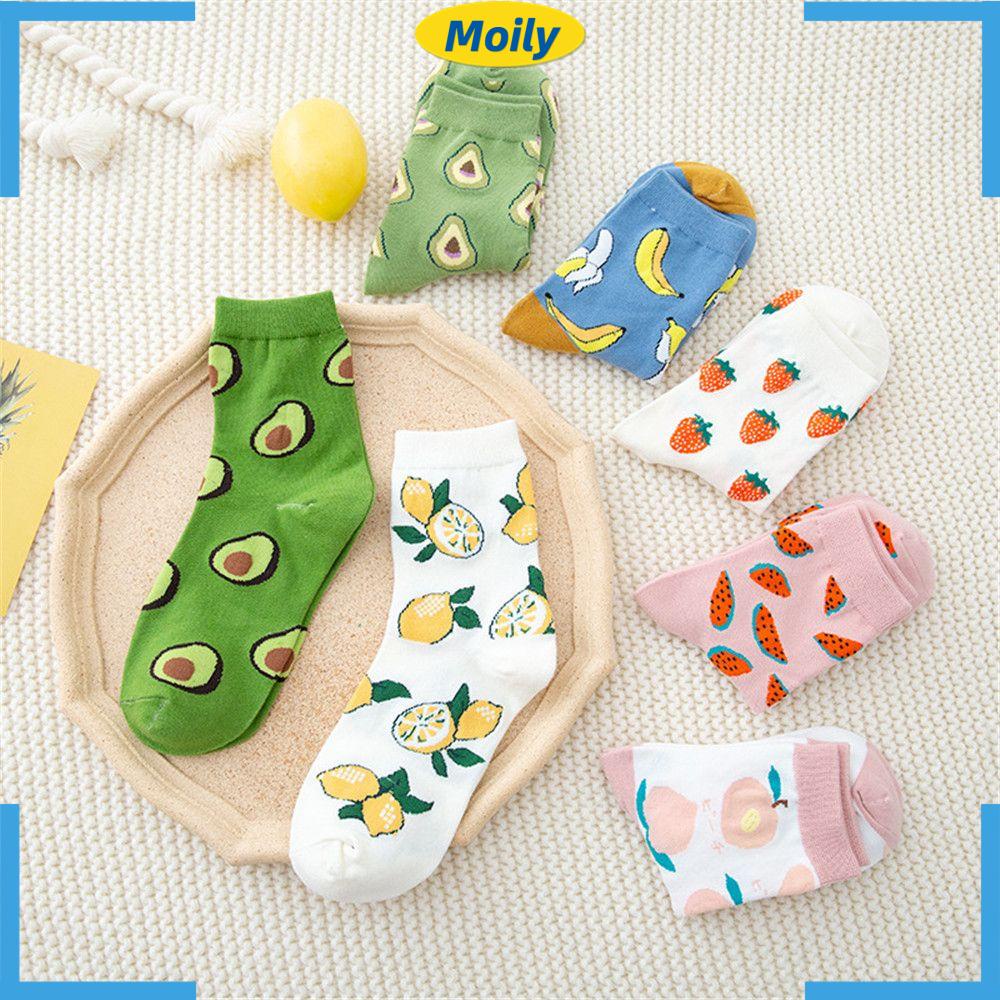 1 Đôi Vớ Bằng Cotton Thoáng Khí In Họa Tiết Trái Cây Hoạt Hình Phong Cách Nhật Bản Harajuku Thời Trang Cho Nữ