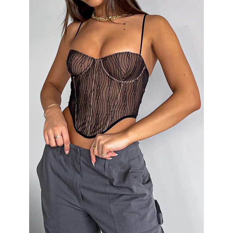 Áo Croptop Sát Nách Có Khóa Kéo Sau Lưng Thời Trang Mùa Hè Cho Nữ