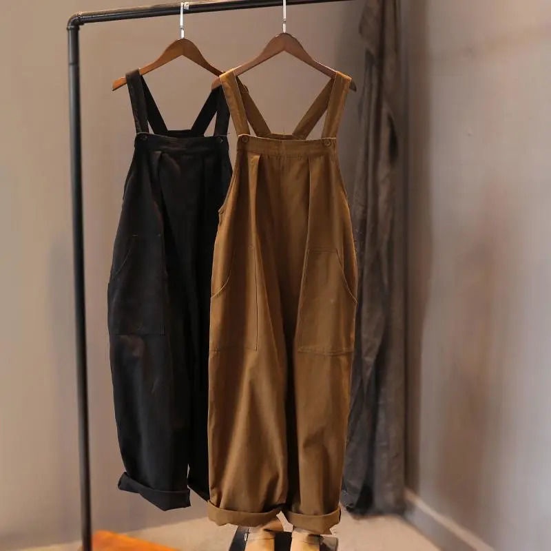 Bộ Áo Liền Quần Dáng Rộng Lưng Cao Thời Trang Xuân Thu Phong Cách Hàn Quốc Cho Nữ