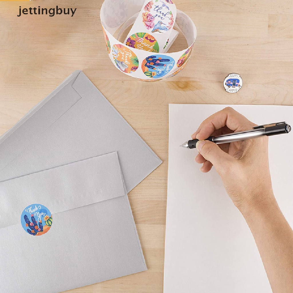 Cuộn 500 Nhãn Dán Thank You Họa Tiết Hoa Dành Cho Niêm Phong Kẹo QDD