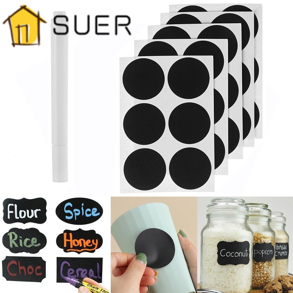 Set 30 / 60 Nhãn Tròn Gắn Bảng Đen Ghi Chú Tiện Dụng Cho Nhà Bếp