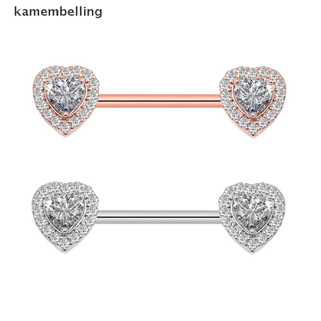 Kamembelling 1 Cặp Núm Vú Giả Đính Đá Zircon Hình Trái Tim Sáng Bóng Quyến Rũ Cho Nữ EN